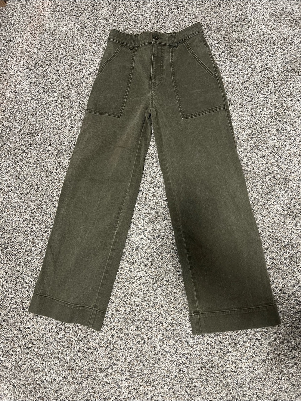 Club Monaco Olive Green Wide-Leg Utility Chinos